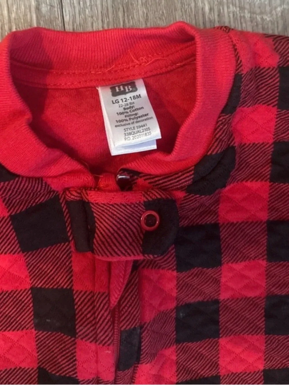 Hudson Baby 12-18m Red and Black Plaid Footless Sleep Gown - Cozy Pajama